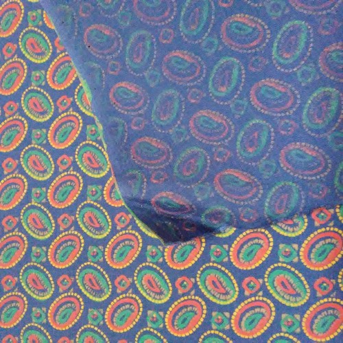 Navy Blue Paisley Red Green Gold Cotton Quilting Sewing Fabric 3.3 yards - Bild 4 von 4