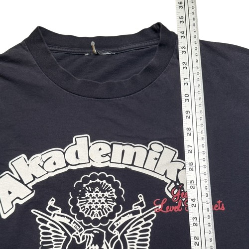 Vintage Y2K Akademiks Great Seal Eagle Graphic T Shirt Double Sided Black 2XL - Picture 5 of 6
