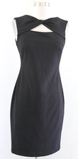 Calvin Klein Solid Black Twist Keyhole Sheath Dress Size 2 Career Cocktail