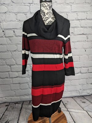 Studio One women's long sleeve stretch knit turtle neck sweater dress size  m b12 | eBay