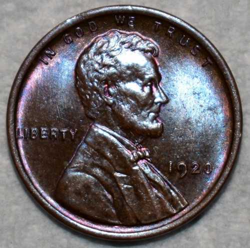 Brilliant Uncirculated 1920-P Lincoln Cent, Beautifully Toned specimen.