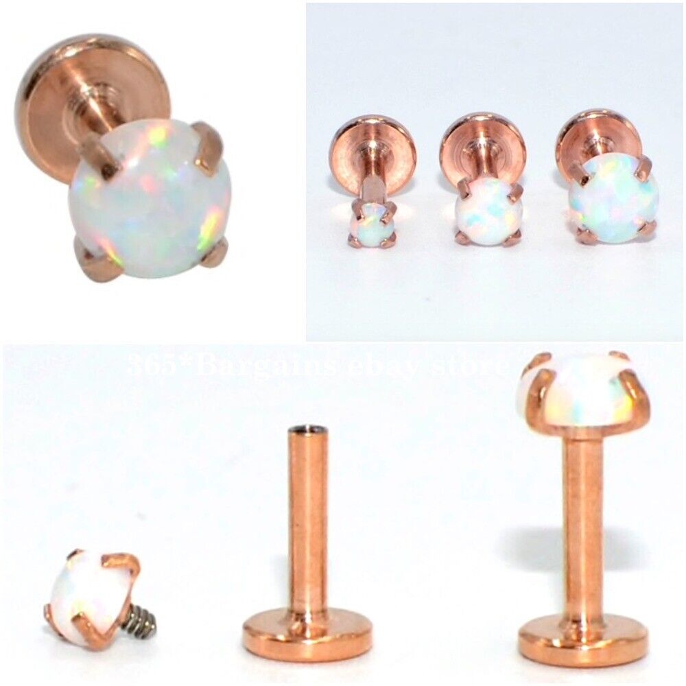 ORO ROSA Labret Barra Ópalo Gema Punta Pendiente Triple Perforación Hélice Tragus