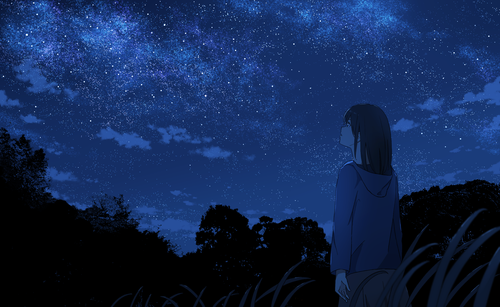 Landscape anime girls sky stars clouds Custom Gaming Mat Desk - 第 1/1 張圖片