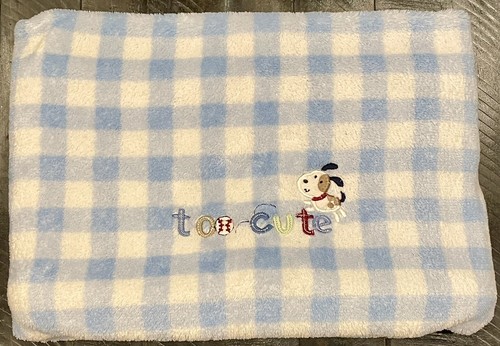 Carters Just One Year blau weiß kariert Babydecke zu süß Hund Plaid Gingham - Bild 4 von 8