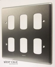 Legrand Synergy Grid - 7331 82 - Brushed Steel 6 Module Grid Switch Front Plate