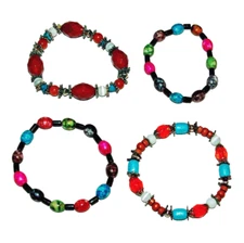 Bracelet Costume Jewelry Lot of 4 Multicolor Mixed Stretch Beaded Boho Stylish