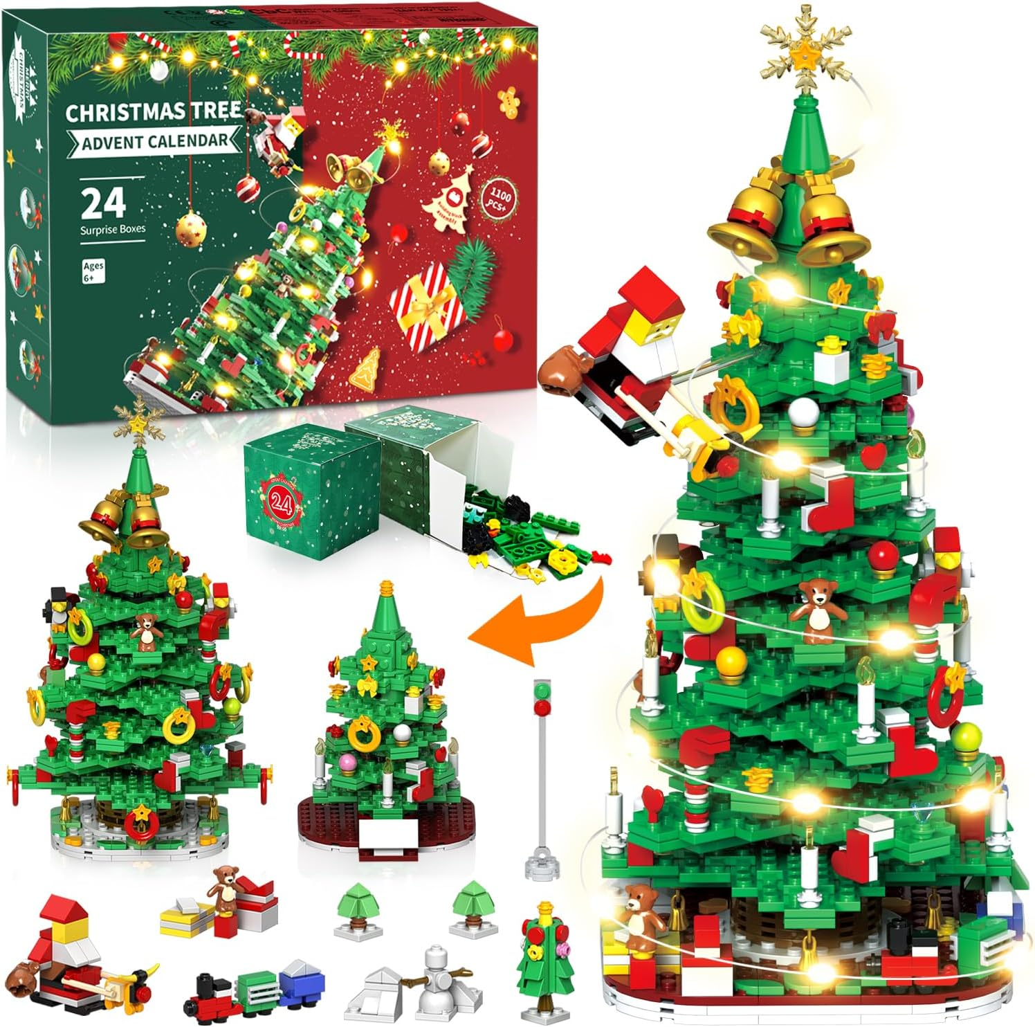 Advent Calendar 2024 Adult Teen Boys Girls Kids, Christmas Tree Building Toy Set