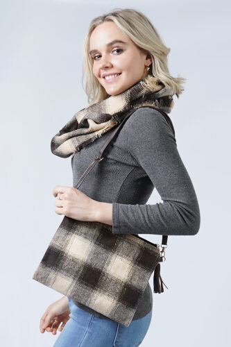 Anthropologie Style Fashion Designer Everyday Buffalo Check Clutch Crossbody Bag - Picture 2 of 13