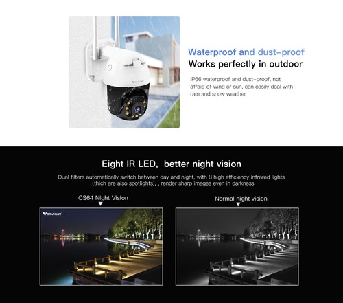 CS64 3MP 1080P WIFI IP Security Camera Outdoor CCTV PTZ Smart Home Night Vision - Picture 11 of 14