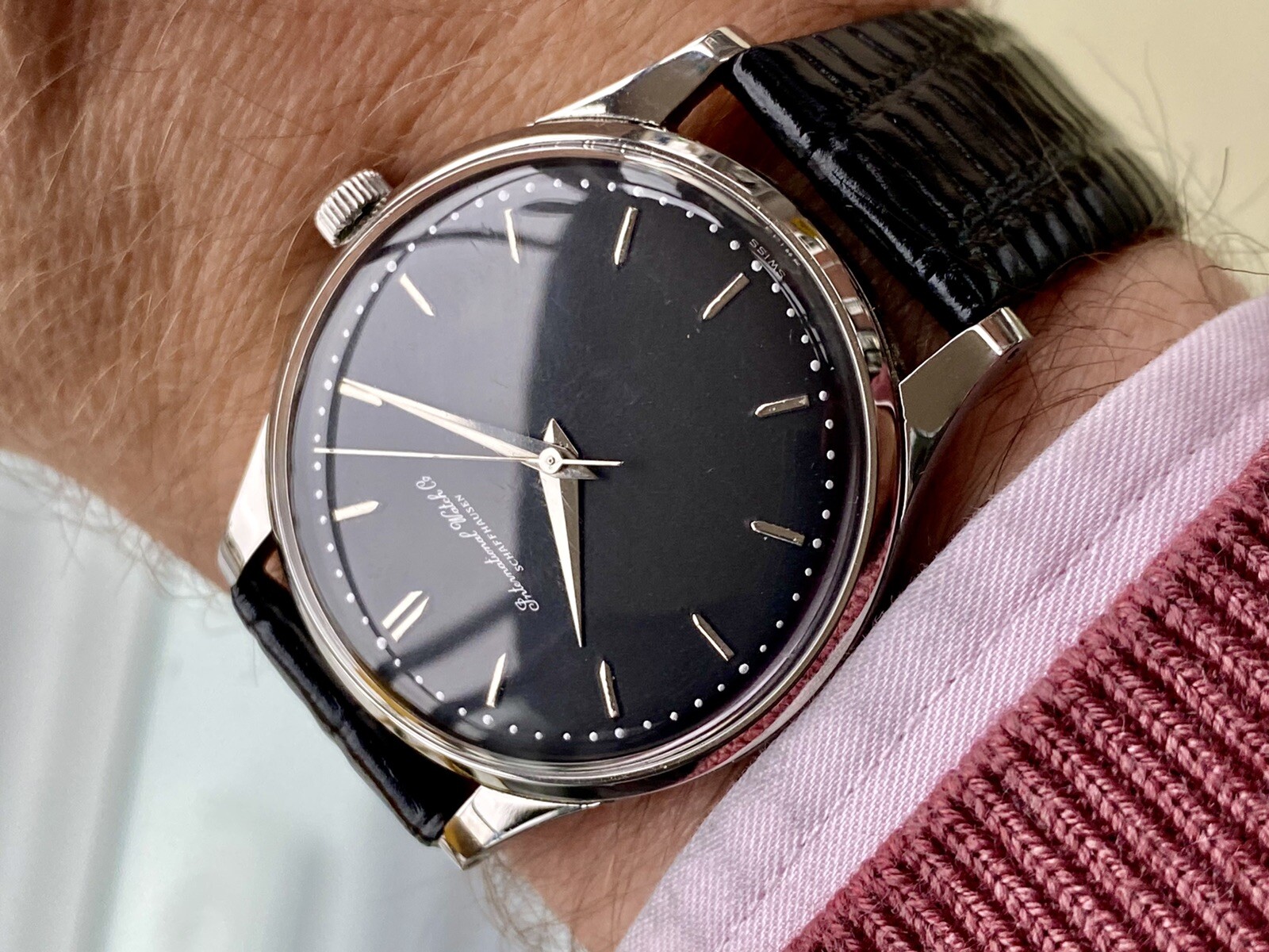 International Watch Company IWC Vintage Mens Black Hand Winding 1960s watch image
