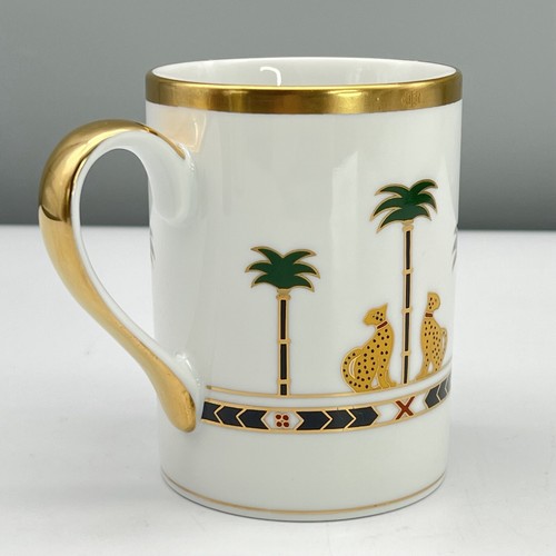 Set 6 CHRISTIAN DIOR Casablanca MUGS Minty LEOPARDS PALM TREES Gold Trim UNUSED - Picture 15 of 24