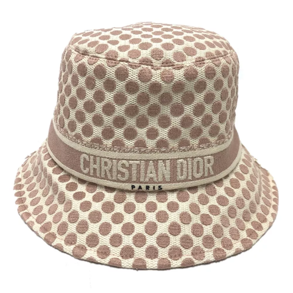 Chapeau à points logo Christian Dior 05DDO923I156 coton/polyester rose/blanc