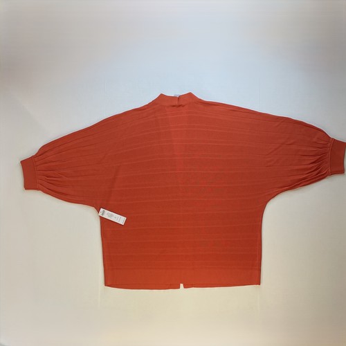 Chicos Cardigan Sweater Sz 2 L / 12 Open Front Orange Spice Faux Pleat NWT *Flaw - Picture 19 of 19