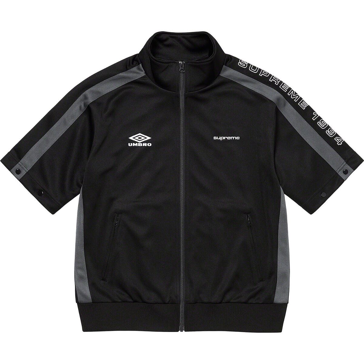 SUPREME®/UMBRO SNAP SLEEVE JACKET Black Full Zip SS23 Men's SUPREME®/UMBRO SNAP SLEEVE JACKET Black Full Zip SS23 Men's
