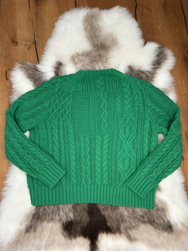 Polo Ralph Lauren Flag Jumper Green Aran Knit American USA Sweater Womens Size M - Picture 23 of 23