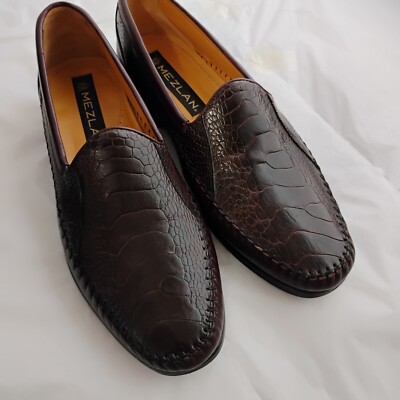 MEZLAN 1968 Mens Size 8M Ostrich Loafers Shoes