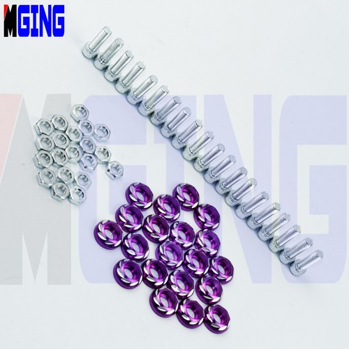 Universal BILLET FENDER BUMPER Washer Bolt Engine Flower BAY DRESS UP KIT Purple - Picture 4 of 4