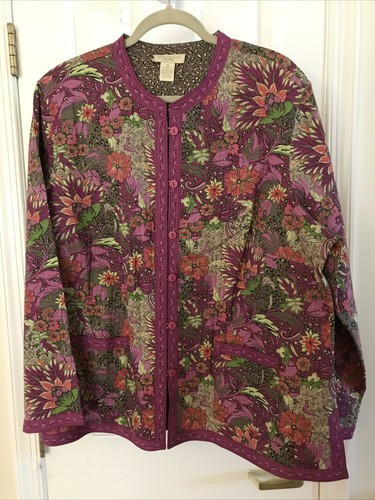 Appleseeds Blazer mit Knopfleiste fuchsiafarbener Blumenmuster - Größe 2X - neu - Bild 1 von 6