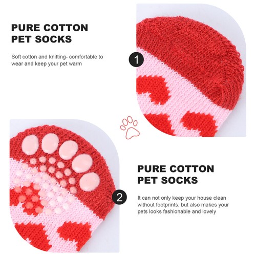 4 Pcs Knitting Pet Socks Ankle Sock Knits Socks Cotton Socks Pet - Picture 4 of 12