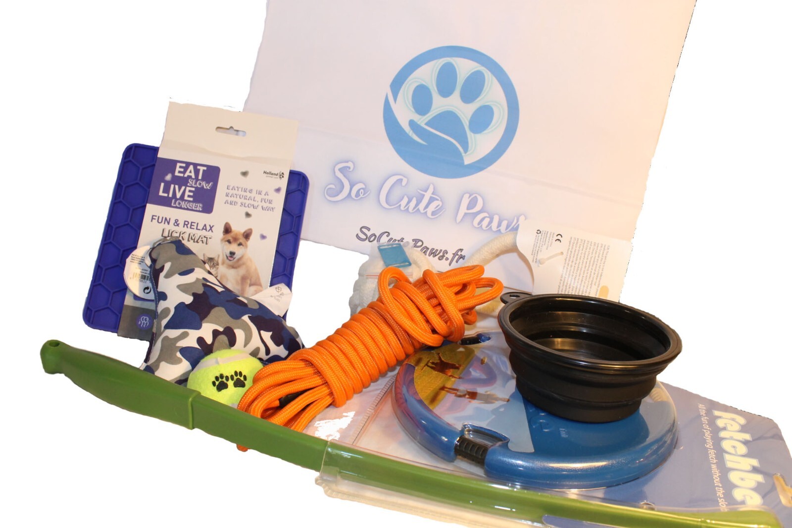 Chien dog anniversaire fête Noël box surprise personnalisée de 7 produits de jeu