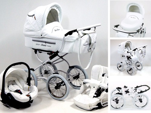 ISABELL Pram Baby Fashion 2in1 3in1 CARRYCOT + STROLLER + CAR SEAT + ISOFIX - Picture 2 of 13