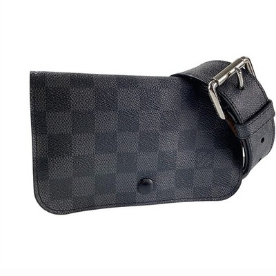Louis Vuitton Damier Graphite Ceinture Pochette Homme Leather Black Belt 2164