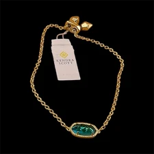 Kendra Scott Elaina Gold Adjustable Chain Bracelet/London Blue Glass (BRAND NEW)