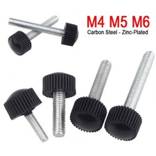 Zinc-Plated Steel Thumb Screw Knurled Black Plastic Flat Cylinder Head M4 M5 M6