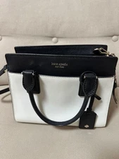 m1215 kate spade Shoulder Bag White/Black Damaged Slight Wear Women's Fashion