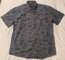 Howler Bros H Bar Pearl Snap Gray Posse Carbon Short Sleeve Shirt Size Large