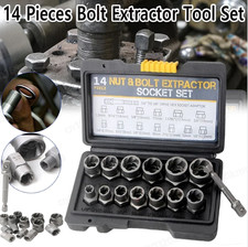 14PCS Locking Wheel Lug Nut Removal Tool Stud Bolt Impact Twist Socket Extractor