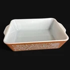 Vintage Pyrex 503-B rectangular refrigerator casserole dish  "Woodland" pattern.