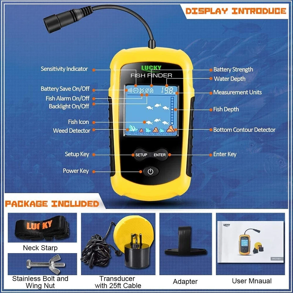 Kayak Portable Fish Depth Finder Water Handheld Fish Finder Sonar Castable Kayak - Image 2 of 4