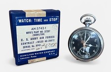 IMMACULATE WWII AF Hamilton Model 23 AN-5742-1 Military Chronograph Pocket Watch
