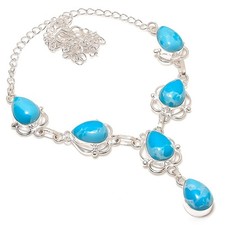 Blue Larimer Gemstone Handmade 925 Sterling Silver Jewelry Necklace Size 18
