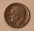 1949 P Roosevelt Dime Circulated 90% Silver