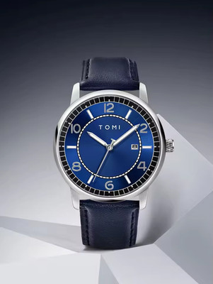 Business Simple Men's Quartz Wristwatch Round Leather Strap Calendar Watch