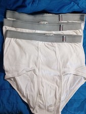 3 XL 40-42" Hanes Vintage Logo Men's Full Rise Premium White Cotton Briefs