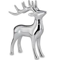 Deko Rentier Figur 20Cm Porzellan Silber Stehend Dekofigur Weihnachten Wildfigur