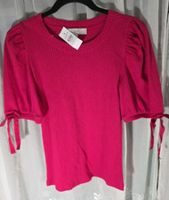 NWT Ann Taylor Loft Bubble Sleeve Pullover Crew Neck Top Size XS
