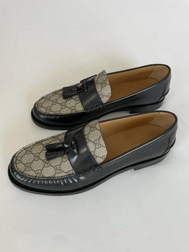 Mocassins homme Gucci GG Supreme monogramme à pompons Gucci taille 11,5 G Made In Italy