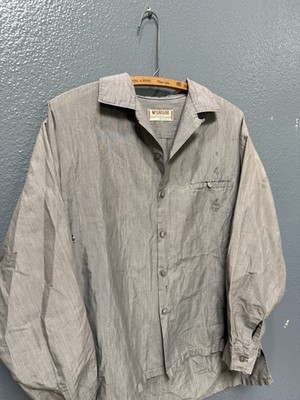 Vintage 50 s McGregor Gray Cotton Loop Collar Men s Button Up Shirt Medium