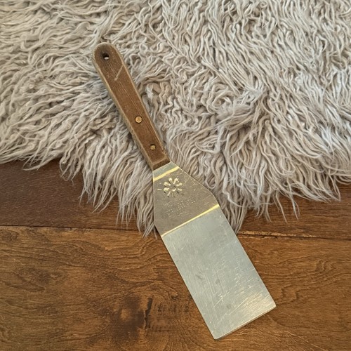 Vintage Ekco Stainless USA Spatula Wood Handle Riveted Griddle Turner 9.5 Inch