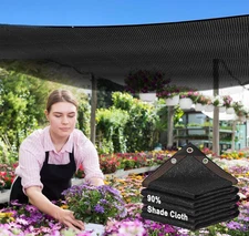90% Black Sunblock Shade Cloth Taped Edge with Grommets UV Resistant Shade Net