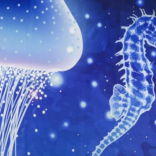 Nautical Jellyfish Shower Curtain Purple Coral 72"W x 72"L (Pack of 1) Blue - Picture 7 of 8
