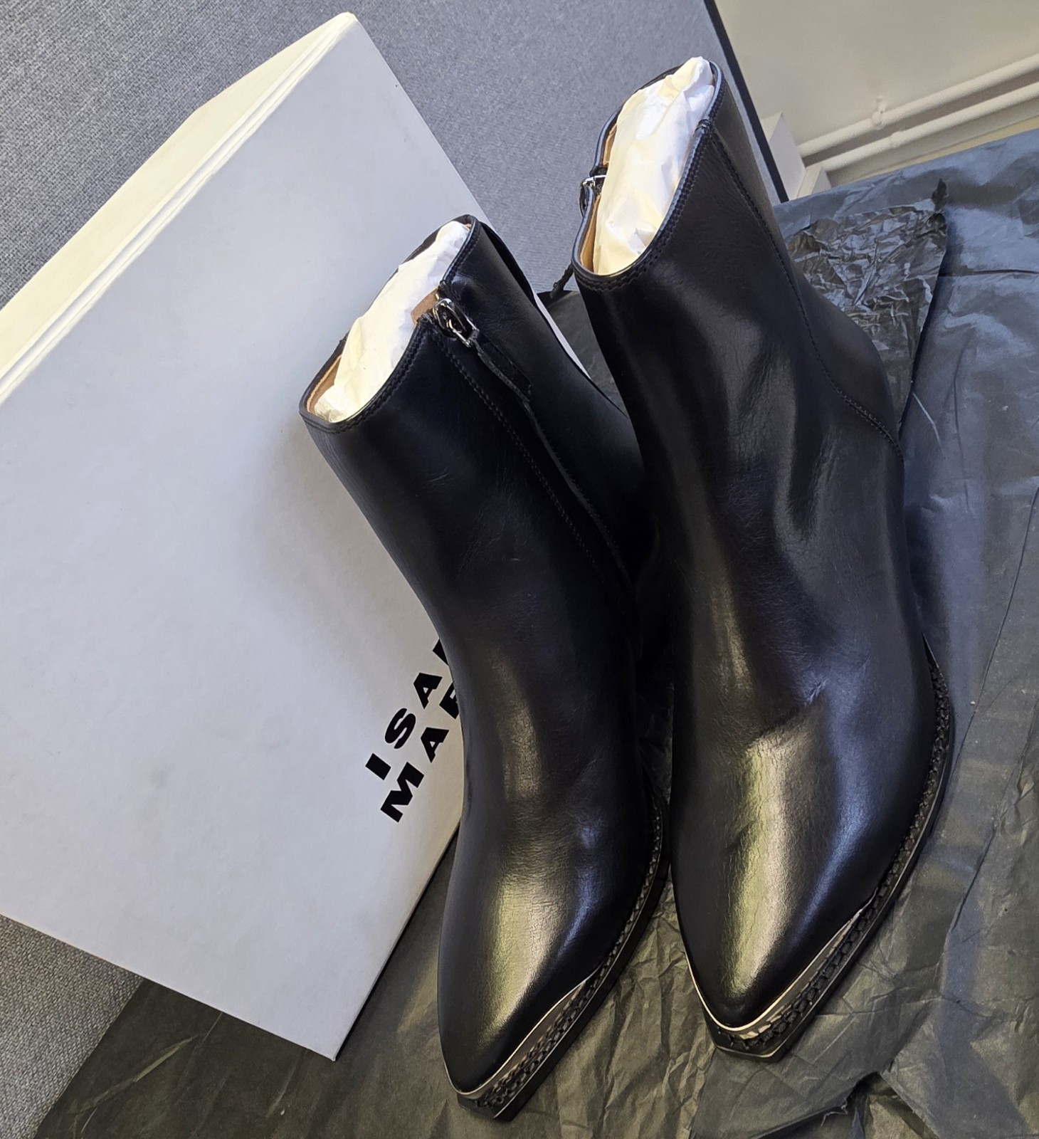 Isabel Marant ADNAE BLACK LEATHER BOOTS METAL T UK 7 EU 41 RRP £890 #Q200 image 8