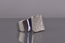 Sterling Silver 17mm Square Face Dimple Curved Textured Band Ring 14g 925 Sz: 10