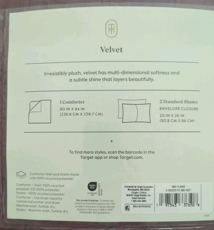 Threshold Distressed Crinkle Velvet Comforter Set – Full/Queen – 3 Piece – Plum - Image 4 of 4