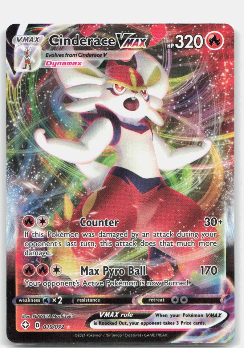 Cinderace VMAX 019/072 Holo VMAX Rare Shining Fates Pokemon Near Mint