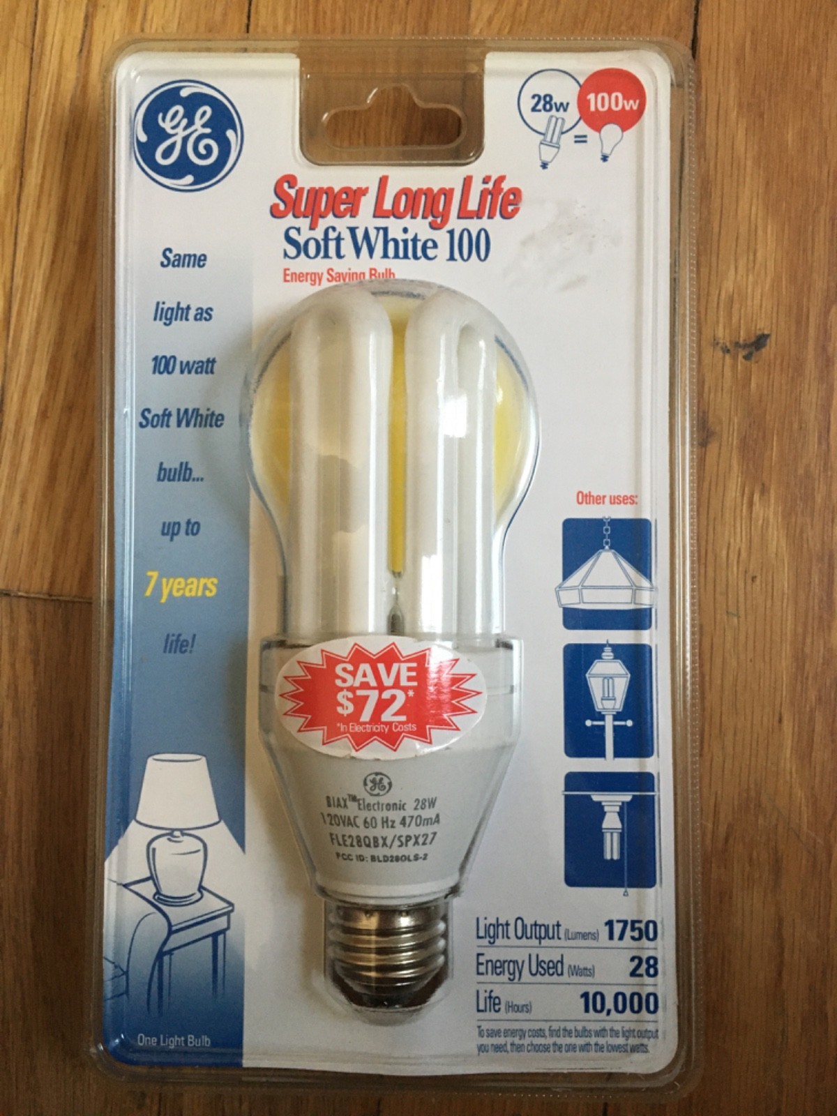 GE 100 WATT EQUIVALENT CFL BULB 28 WATTS